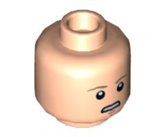 Minifigure, Head Dual Sided Dark Tan Eyebrows, Chin Dimple, Concerned / Closed Eyes, Meditating Pattern (SW Luke Skywalker) - Hollow Stud