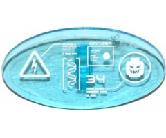 Minifigure, Shield Oval with Electricity Danger Sign, Minifigure Head, 'DANGER' and '34' on Computer Screen Pattern (Sticker) - Set 70173