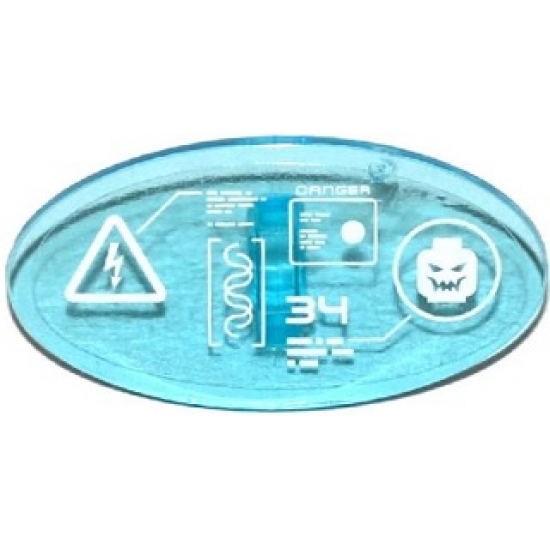 Minifigure, Shield Oval with Electricity Danger Sign, Minifigure Head, 'DANGER' and '34' on Computer Screen Pattern (Sticker) - Set 70173