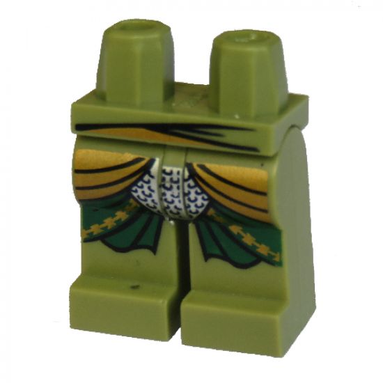 Hips and Legs with Green and Pearl Gold Robe and Silver Scale Mail Pattern