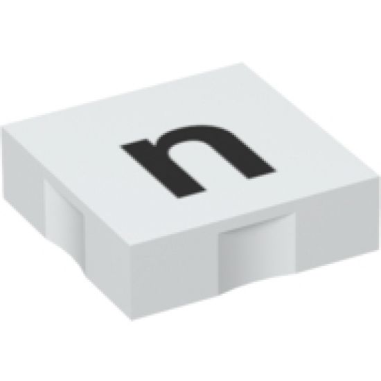 Duplo, Tile 2 x 2 with Black Lowercase Letter n Pattern