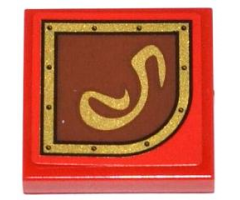 Tile 2 x 2 with Gold Swirl on Brown Right Rounded Background Pattern (Sticker) - Set 79108