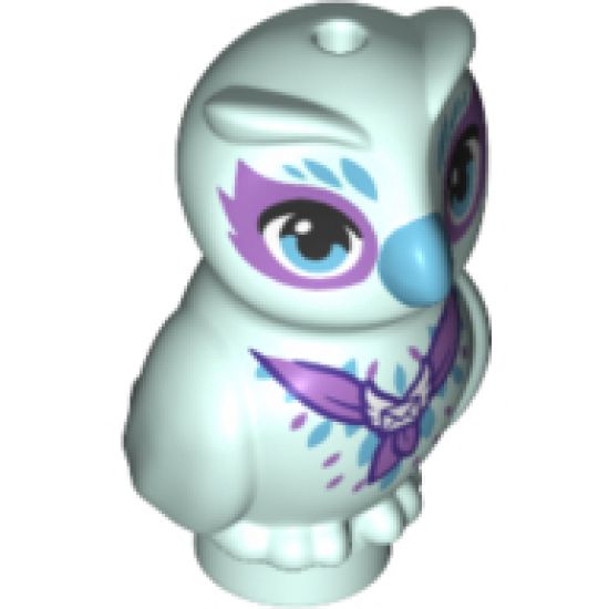 Animal, Air Owl, Elves with Medium Azure Beak, Eyes and Feathers and Medium Lavender Scarf and Eye Borders Pattern (Owlyver)