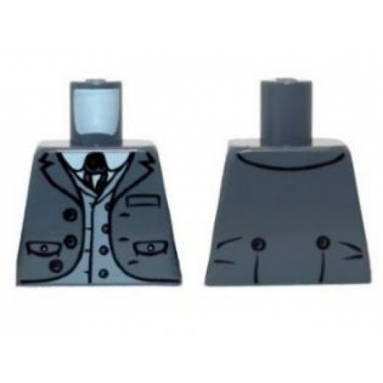Torso Jacket with Pockets, Vest with Buttons and String Tie Pattern