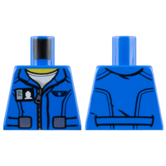 Torso Flight Suit Jacket with Zipper and Minifigure ID Badge Pattern
