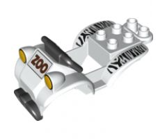 Duplo, Vehicle Cabin 4 x 7 x 2 Four Wheel Bike with Black Handlebars and 'Zoo' and Safari Stripe Pattern
