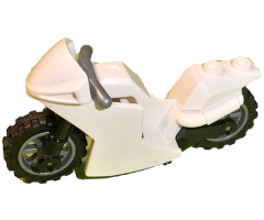 Riding Cycle Motorcycle Sport Bike with Black Frame, Flat Silver Wheels and Handlebars