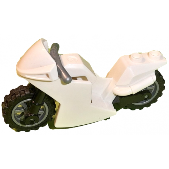 Riding Cycle Motorcycle Sport Bike with Black Frame, Flat Silver Wheels and Handlebars