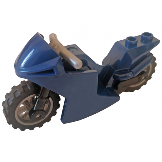 Riding Cycle Motorcycle Sport Bike with Black Frame, Flat Silver Wheels and Handlebars