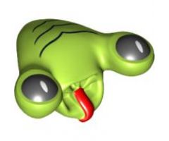 Minifigure, Head, Modified Alien with Tongue and Black Eyes, Black Lines Pattern