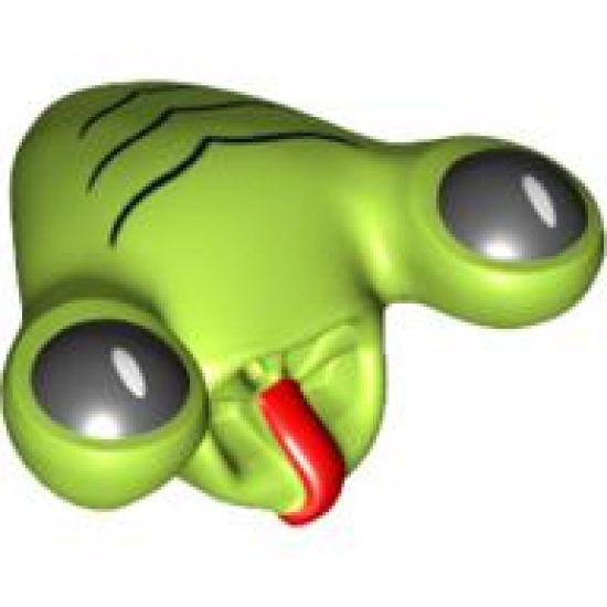 Minifigure, Head, Modified Alien with Tongue and Black Eyes, Black Lines Pattern