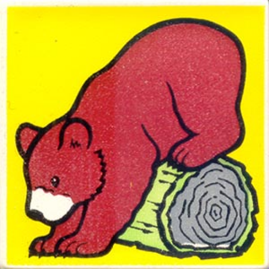 Duplo, Tile 2 x 2 x 1 with Brown Bear Mosaic Picture 09 Pattern (Set 1079)