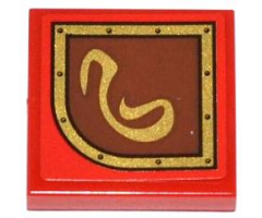 Tile 2 x 2 with Gold Swirl on Brown Left Rounded Background Pattern (Sticker) - Set 79108