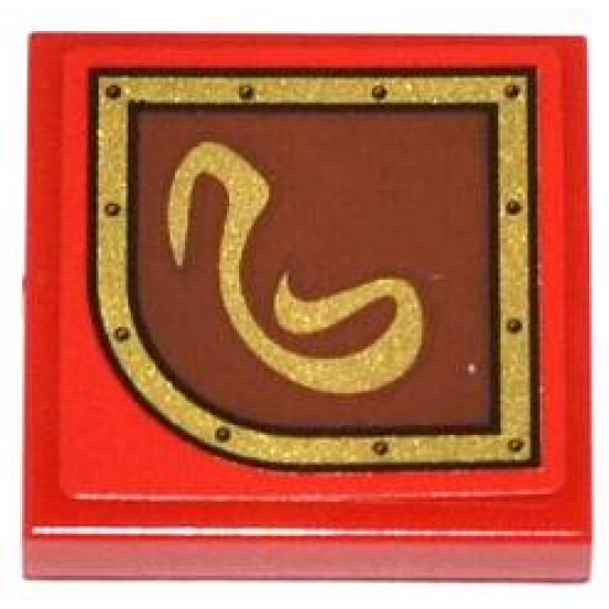 Tile 2 x 2 with Gold Swirl on Brown Left Rounded Background Pattern (Sticker) - Set 79108