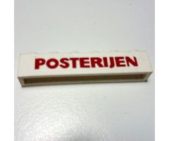 Brick 1 x 6 without Bottom Tubes with Cross Side Supports with Red 'POSTERIJEN' Bold Pattern