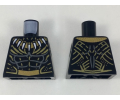 Torso Armor Gold Collar with White Fangs, Dark Bluish Gray Muscle Contours, Gold Highlights and Belt Pattern