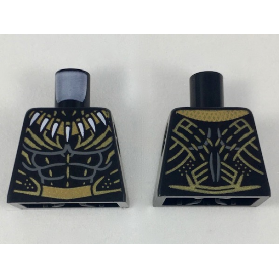 Torso Armor Gold Collar with White Fangs, Dark Bluish Gray Muscle Contours, Gold Highlights and Belt Pattern