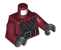 Torso LotR Coat with Diamond Buttons and Large Silver Buckle Pattern / Dark Red Arms / Black Hands