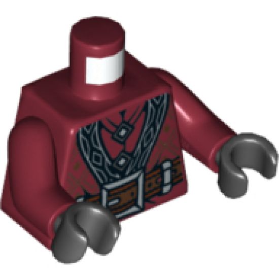 Torso LotR Coat with Diamond Buttons and Large Silver Buckle Pattern / Dark Red Arms / Black Hands