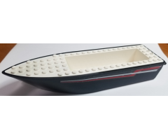 Boat Hull Unitary 24 x 6 x 3 with Red and White Racing Stripes Pattern on Both Sides (Stickers) - Set 4002