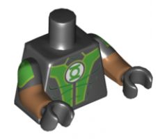 Torso Bright Green Panels, Green Lantern Logo Pattern / Medium Nougat Arms with Black and Bright Green Short Sleeves Pattern / Black Hands