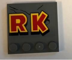 Tile, Modified 4 x 4 with Studs on Edge with 'RK' Pattern (Sticker) - Set 75936