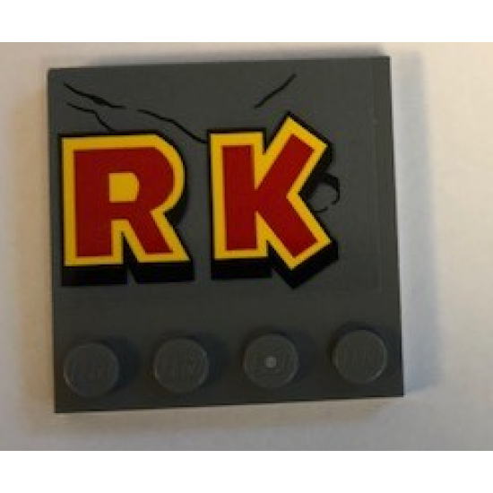 Tile, Modified 4 x 4 with Studs on Edge with 'RK' Pattern (Sticker) - Set 75936