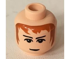 Minifigure, Head Male Brown Hair, Eyebrows, White Pupils Pattern (HP Knight Bus Driver) - Blocked Open Stud