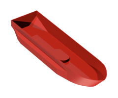Boat Hull Unitary 51 x 12 x 6 with Side Bulges, Base