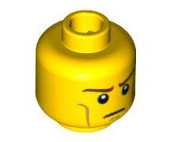 Minifigure, Head Male Long Brown Eyebrows and Light Brown Cheek Lines Pattern (Elf) - Blocked Open Stud