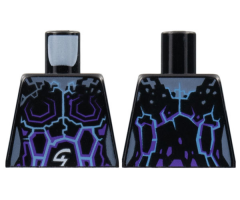 Torso Female Outline with Dark Purple and Bright Light Blue Rock/Lightning Effect and White Arcane Symbols Pattern