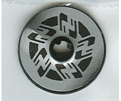 Technic, Disk 3 x 3 with Disk Brake Silver / Black Stylized Star Pattern (Sticker) - Set 8370