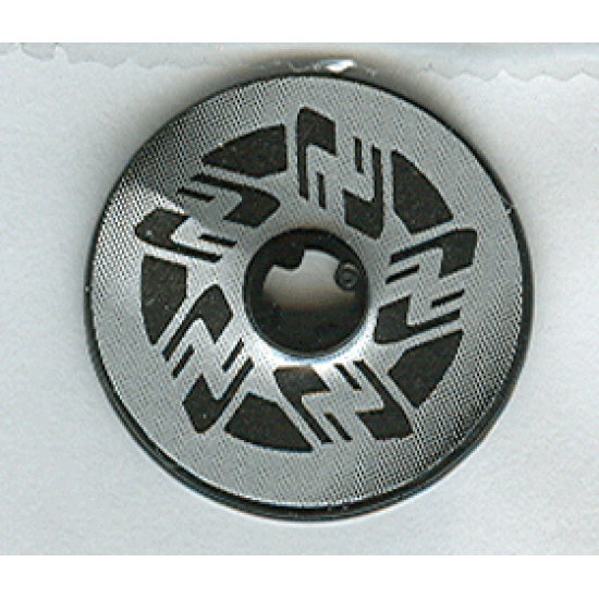 Technic, Disk 3 x 3 with Disk Brake Silver / Black Stylized Star Pattern (Sticker) - Set 8370