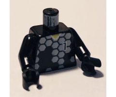 Torso Soccer Goalie Gray Hexagons and No. 1 Front and Back Pattern / Black Arms / Black Hands