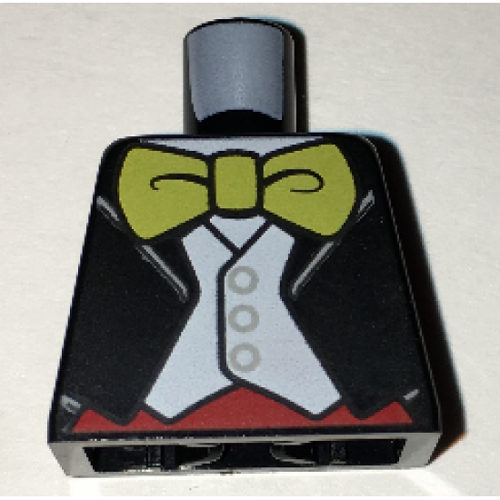 Torso Jacket Formal with White Vest, White Shirt and Large Yellow Bow Tie Pattern