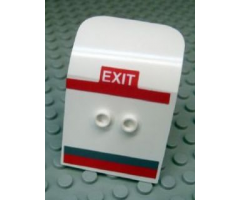 Door 2 x 4 x 6 Curved Aircraft with White 'EXIT' on Red Background and Dark Bluish Gray and Red Stripes Pattern (Stickers) - Set 7894