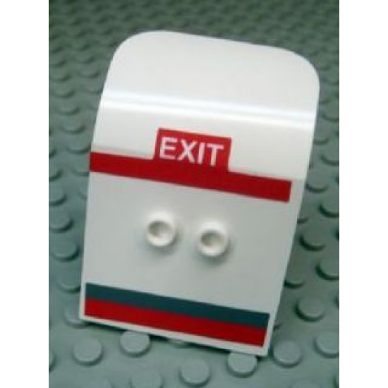 Door 2 x 4 x 6 Curved Aircraft with White 'EXIT' on Red Background and Dark Bluish Gray and Red Stripes Pattern (Stickers) - Set 7894