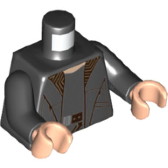Torso Coat with Brown Zigzag Design Lapels, Black Shirt and Brown Belt Pattern / Black Arms / Light Nougat Hands