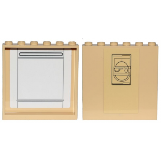 Panel 1 x 6 x 5 with SW Cloud City Black Lines and Semicircles on Outside and Gray Lines on Inside Pattern (Stickers) - Set 75222