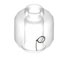 Minifigure, Head Glasses with Monocle on Chain Silver and Ghost Face Pattern - Hollow Stud