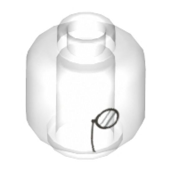Minifigure, Head Glasses with Monocle on Chain Silver and Ghost Face Pattern - Hollow Stud