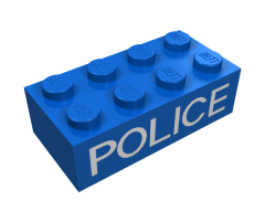 Brick 2 x 4 with White 'POLICE' Thin Pattern
