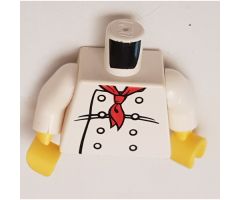 Torso Chef with 8 Buttons, Long Red Neckerchief Front, 2011 The LEGO Store Toronto, Canada Back Pattern / White Arms / Yellow Hands