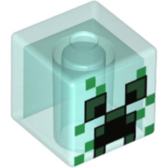 Minifigure, Head, Modified Cube with Minecraft Charged Creeper Face Pattern