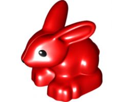 Duplo, Animal Bunny / Rabbit Head Pointed Straight with Black Eyes and Black Nose Pattern