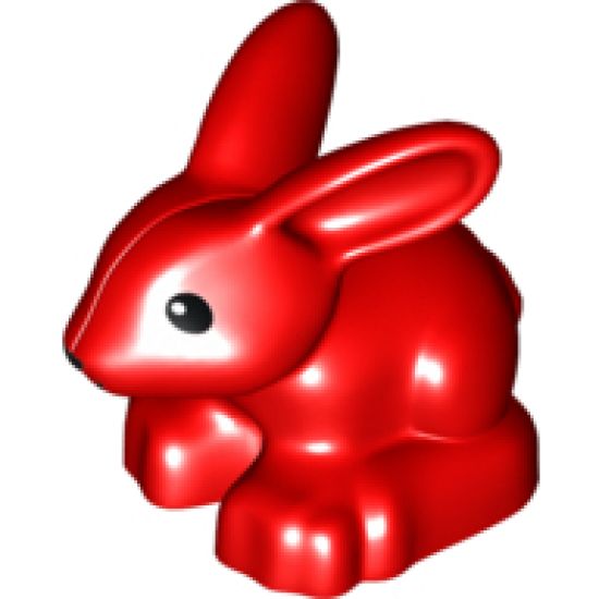 Duplo, Animal Bunny / Rabbit Head Pointed Straight with Black Eyes and Black Nose Pattern
