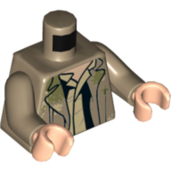 Torso Camouflage Open Jacket and Shirt Pattern (SW Han Solo Endor) / Dark Tan Arms / Light Nougat Hands