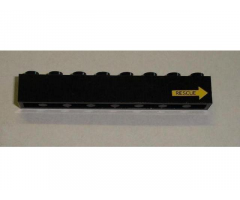 Brick 1 x 8 with Yellow Arrow and 'RESCUE' Pattern Model Right (Sticker) - Set 8480