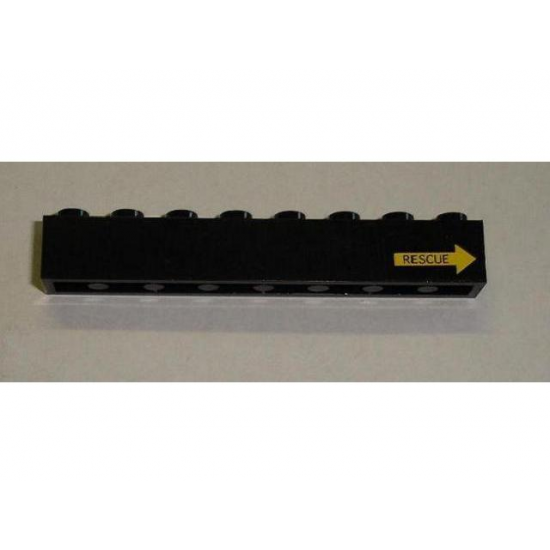 Brick 1 x 8 with Yellow Arrow and 'RESCUE' Pattern Model Right (Sticker) - Set 8480