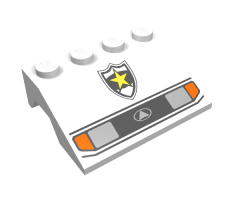 Vehicle, Mudguard 3 x 4 Slope with Headlights and Police Yellow Star Badge Pattern